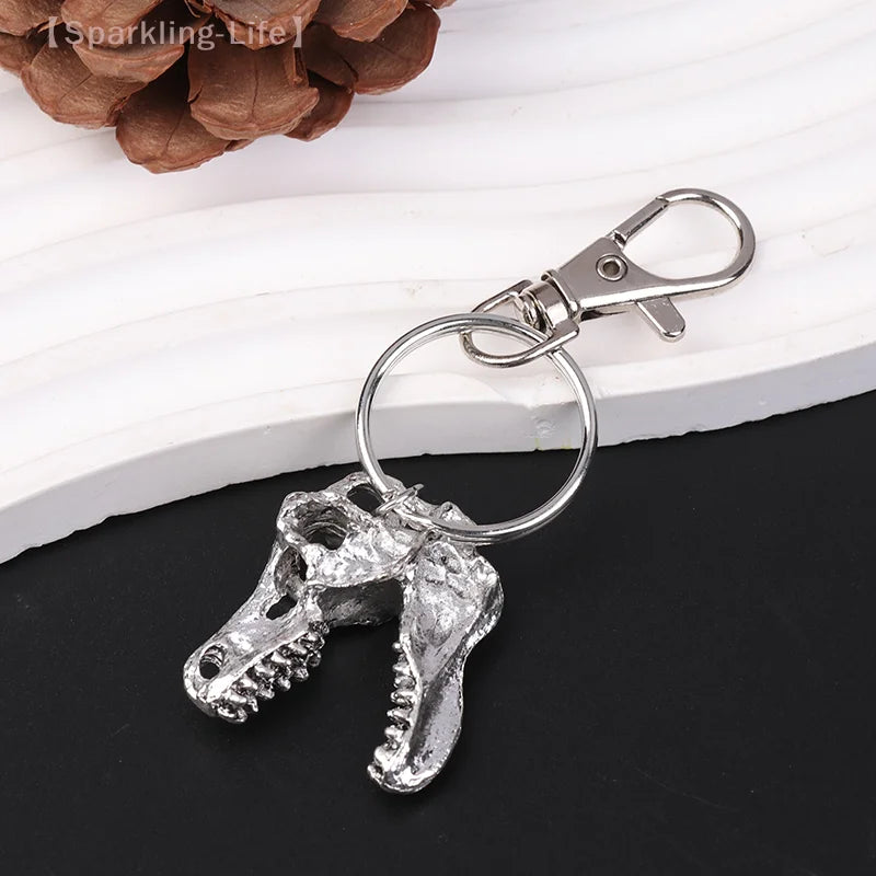 Tyrannosaurus Rex Skull Metal Keychain