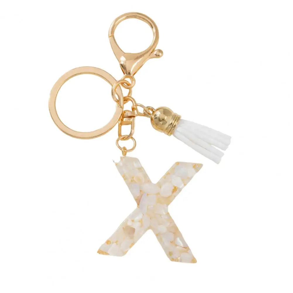 Resin Alphabet Letter Keychain with Tassel