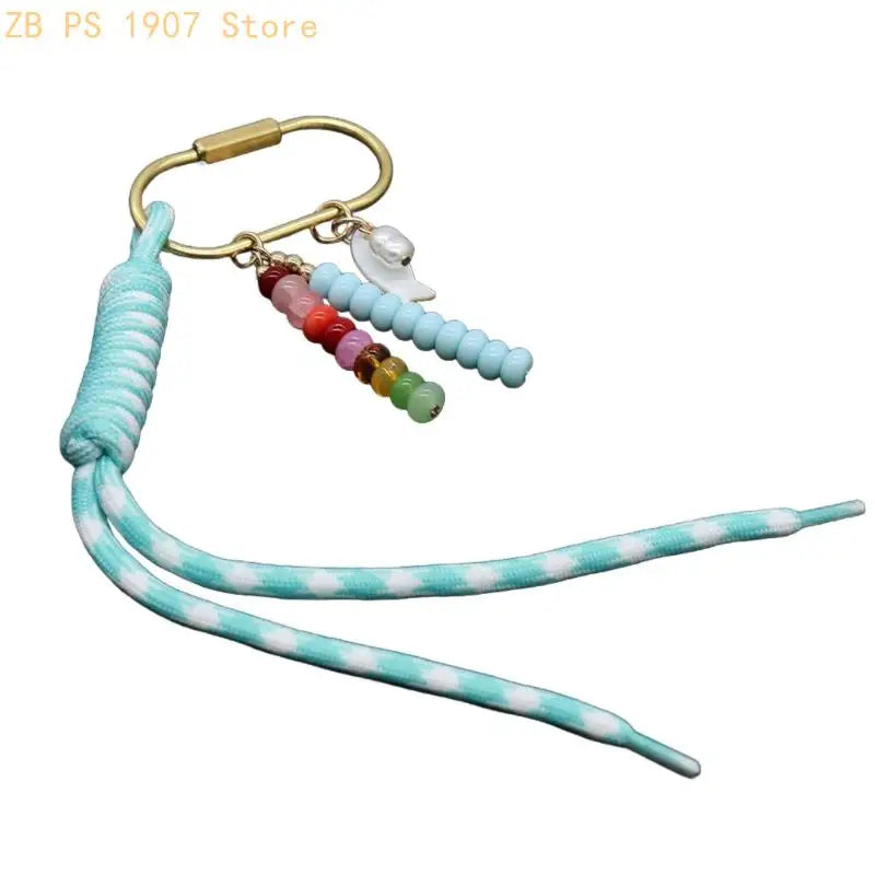 Handwoven Bag Charm Keychain with Fish Accent