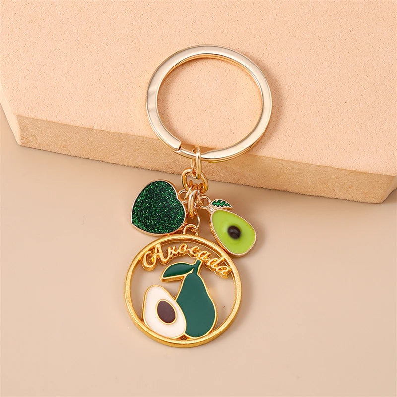 Fruit Enamel Keychain with Gold-Tone Ring