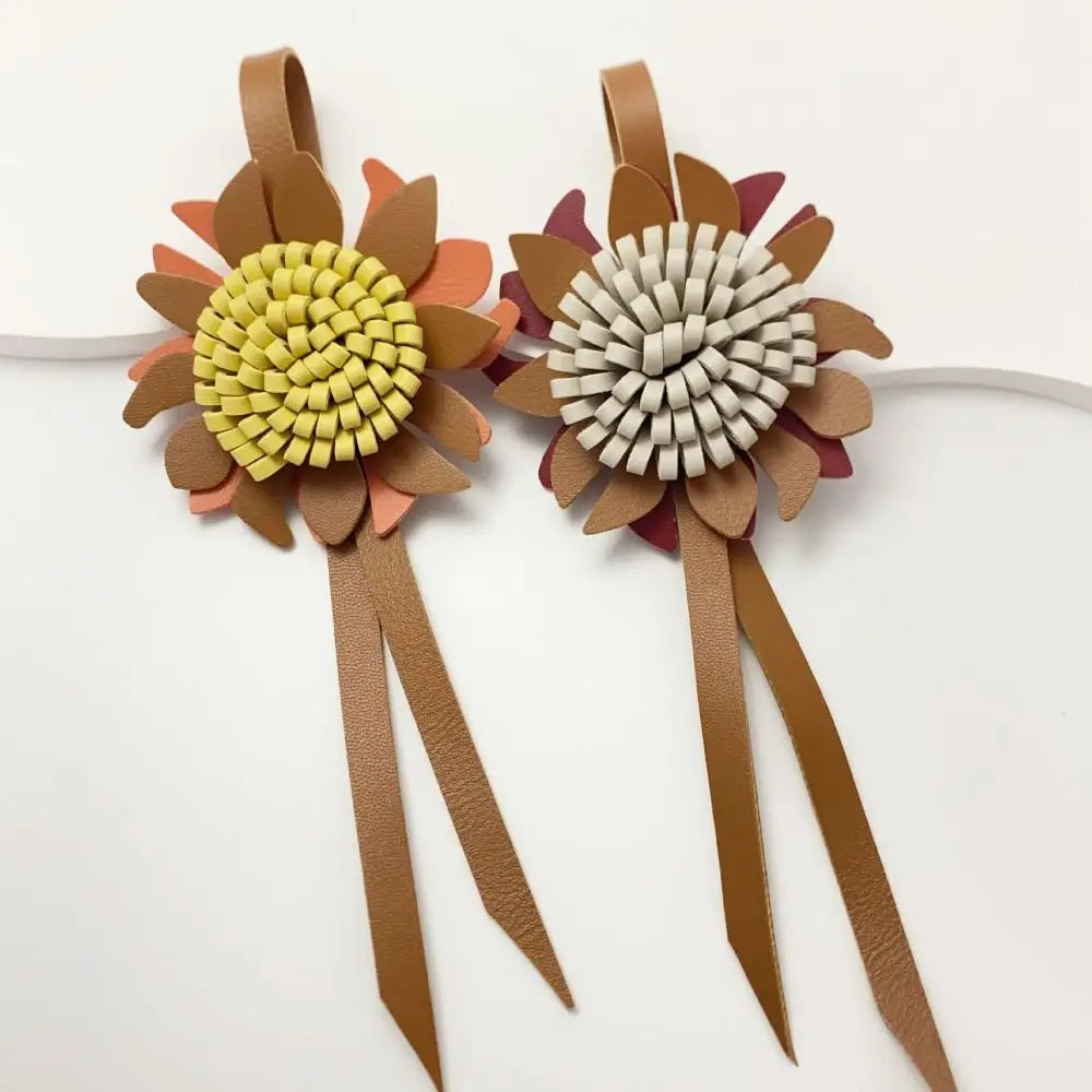 Sunflower PU Leather Bag Charm and Keychain