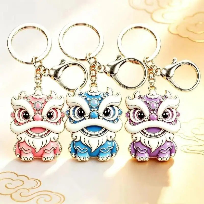 Decorative Charm Keychain with Gold-Tone Hardware