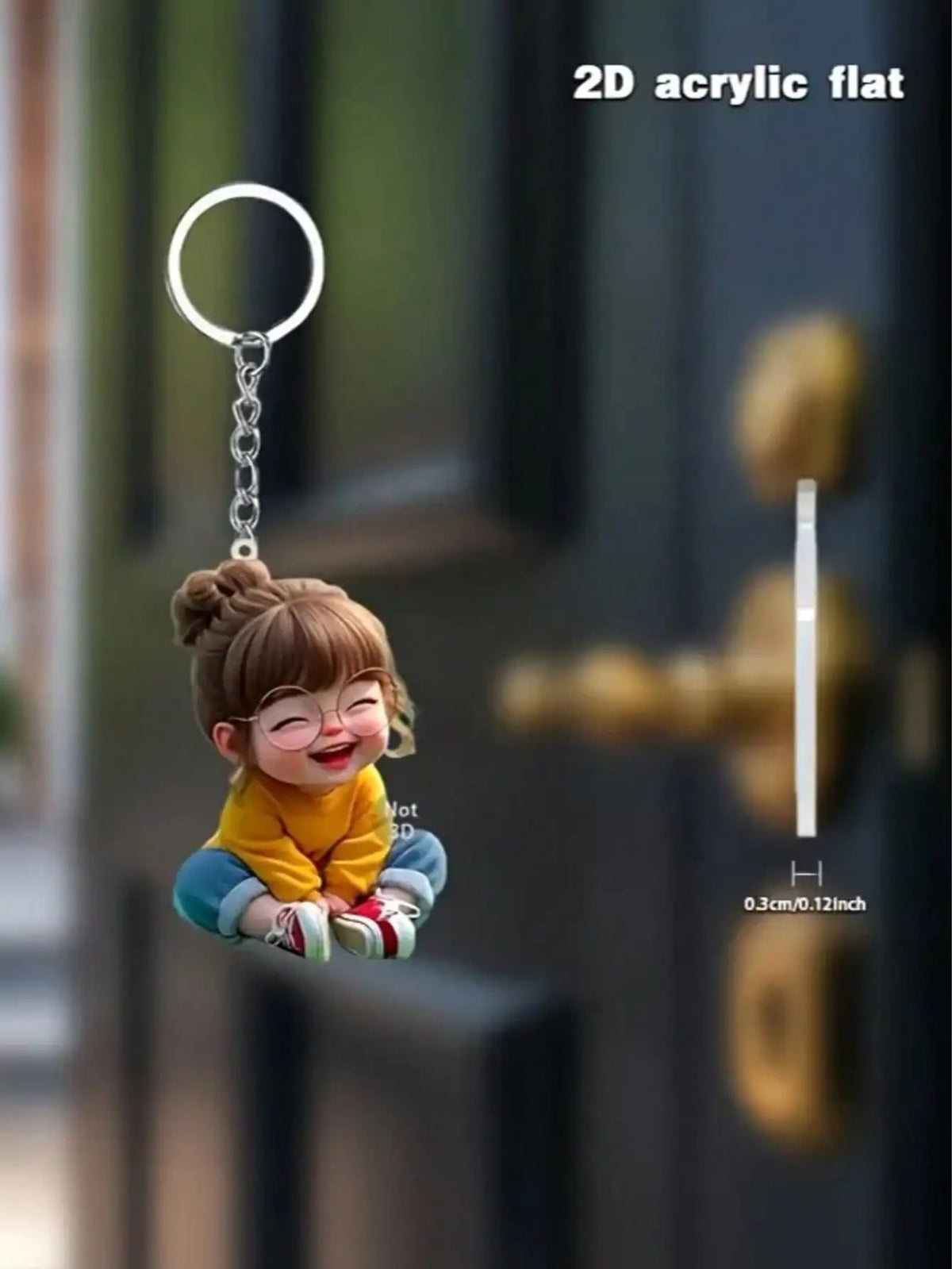 Cartoon Girl Flat Acrylic Keychain
