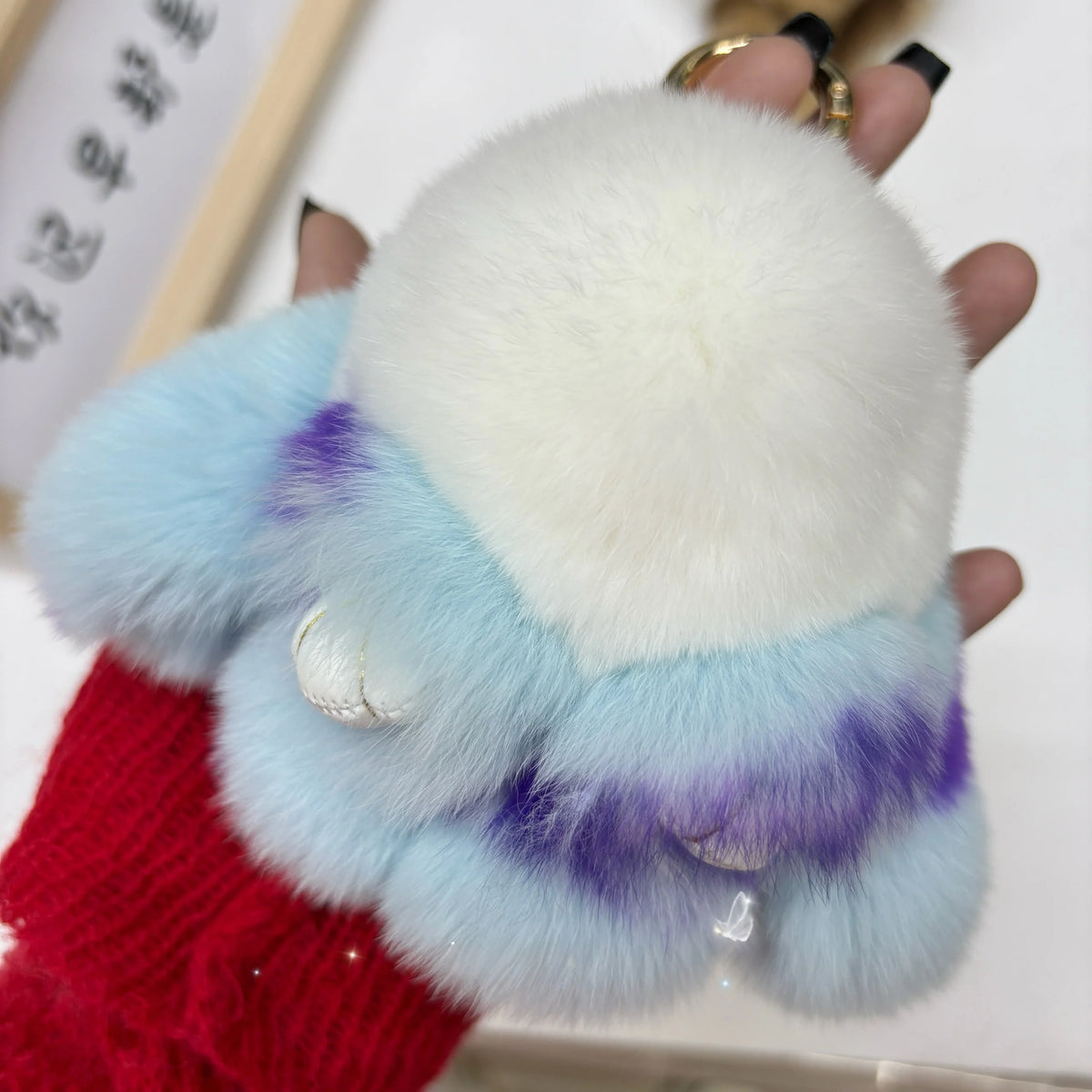 Plush Rabbit Bag Charm with Gold-Tone Ring Clasp