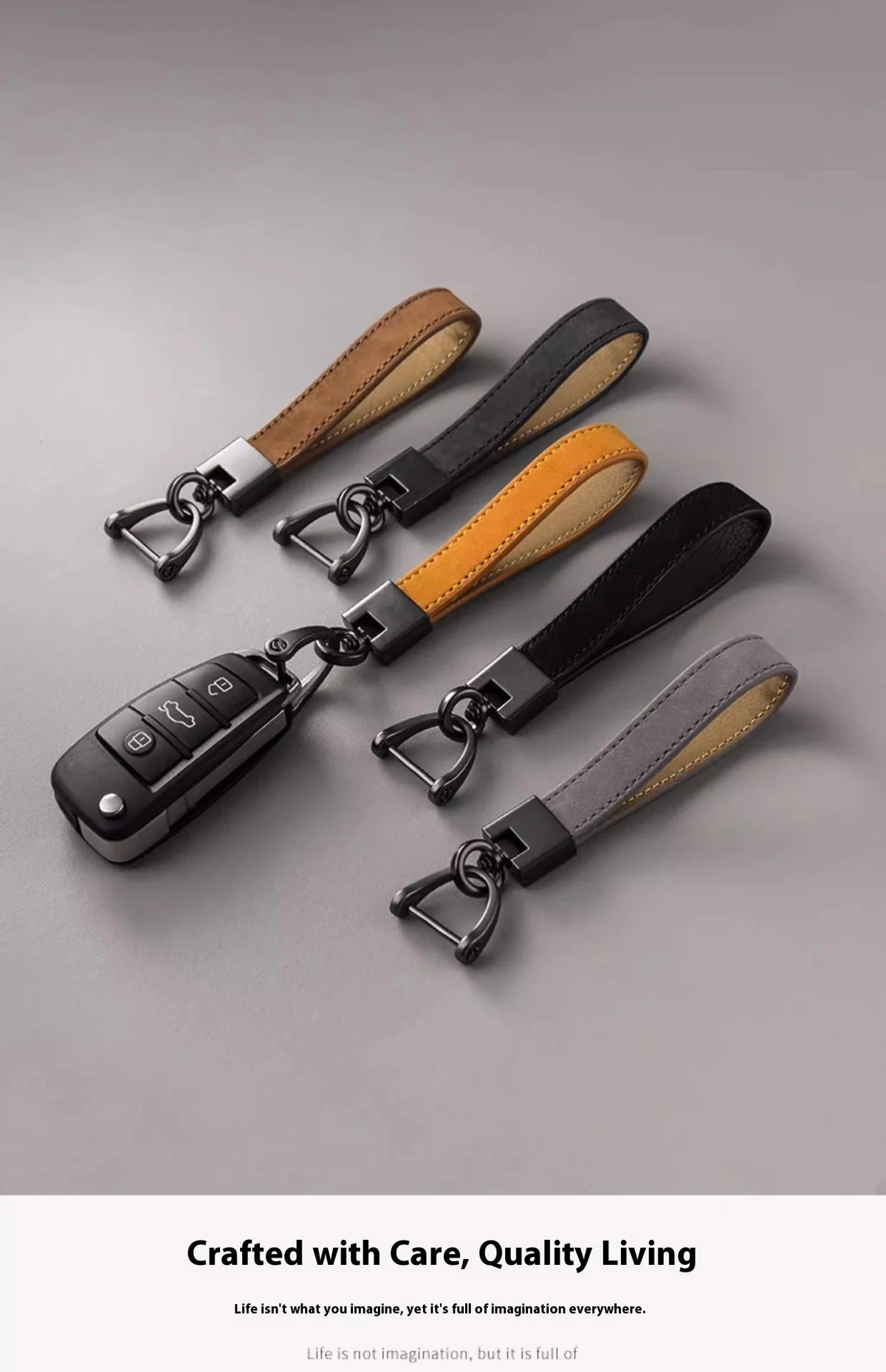 Classic Leather Keychain with Metal Hardware
