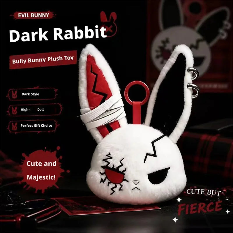 Gothic Rabbit Plush Keychain with Pierced Ears