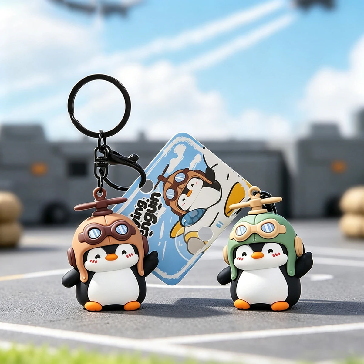 Pilot Penguin Keychain with Lobster Clasp