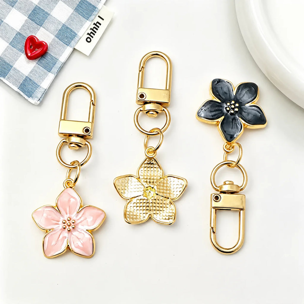 Floral Enamel Keychain and Bag Charm