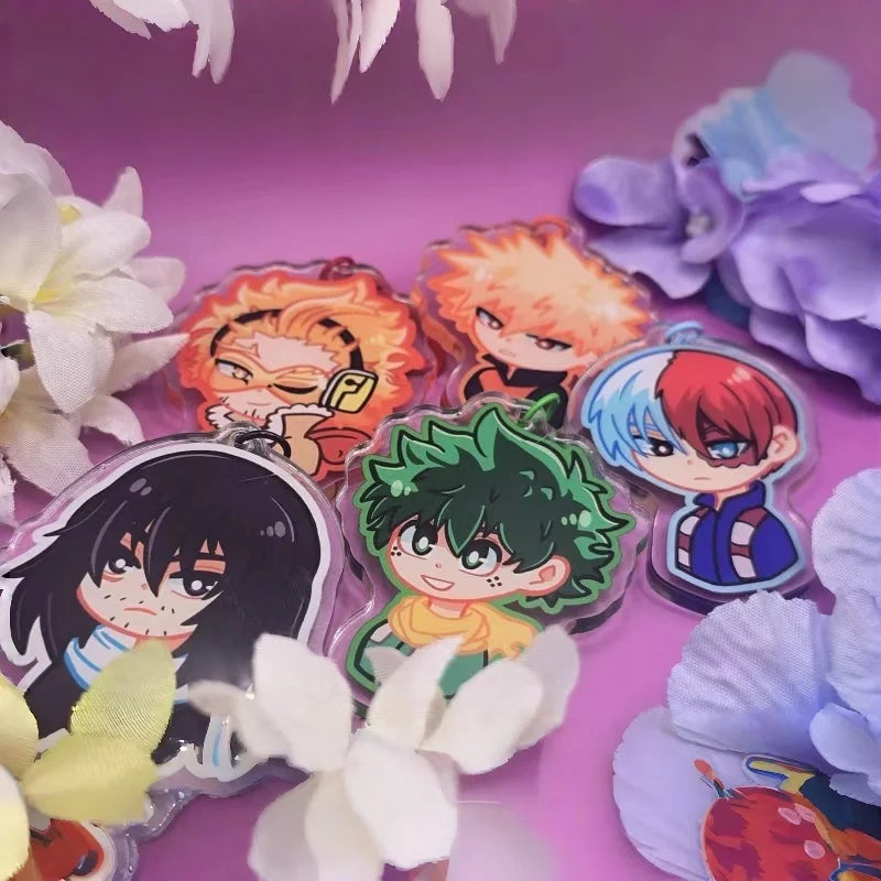 My Academia Acrylic Keychain - Cute Chibi Izuku Midoriya, Katsuki Bakugo, Shoto Todoroki, Aizawa, Denki Kaminari Charms