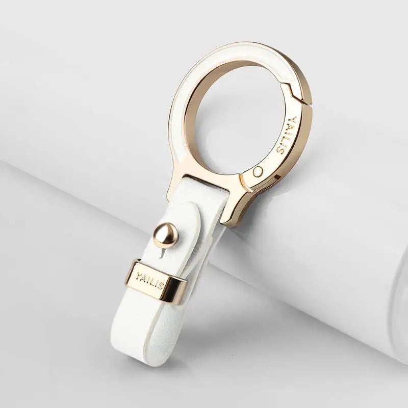 Button-Switch Keychain in Leather and Zinc Alloy