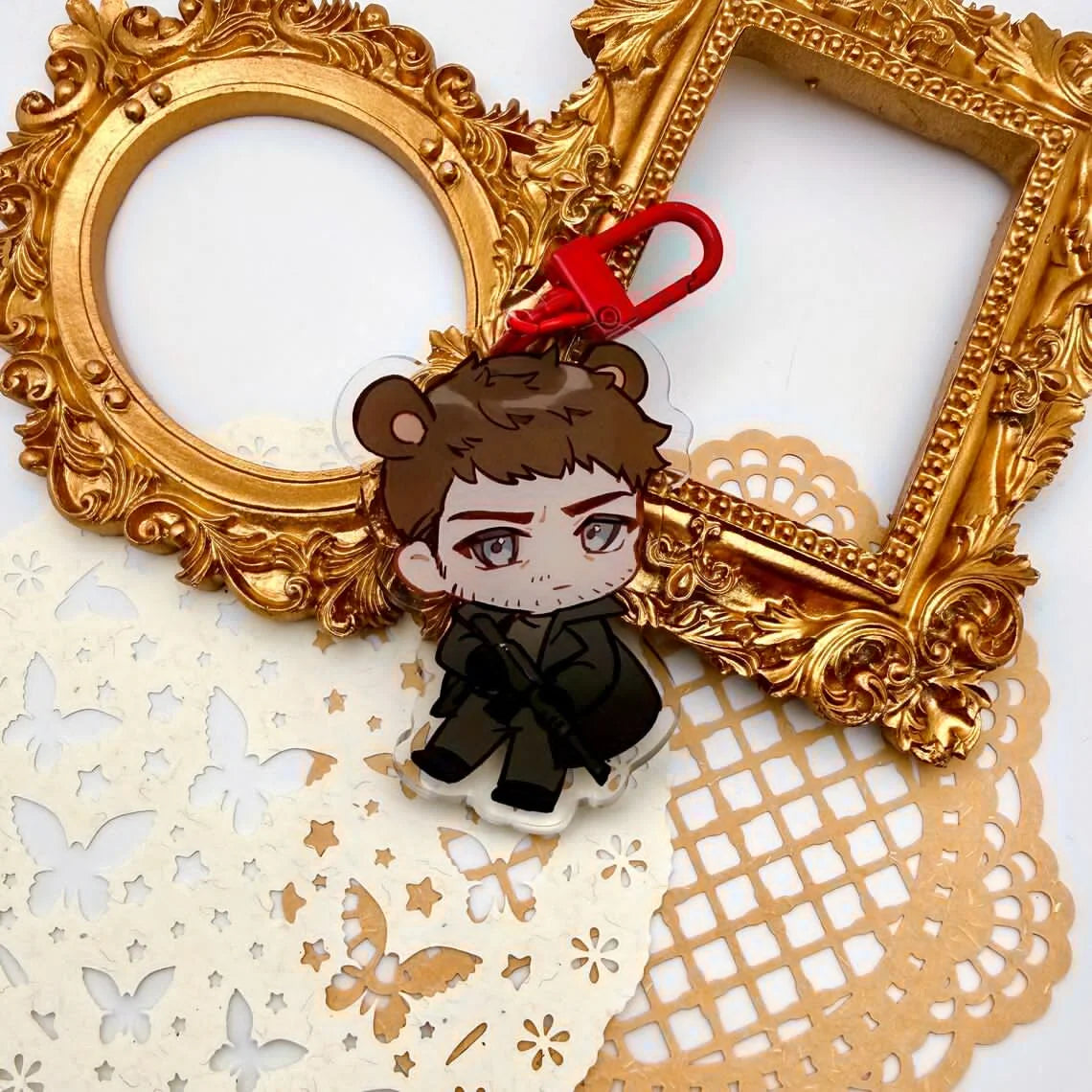 Acrylic Anime Charm Keychain with Zinc Alloy Clip