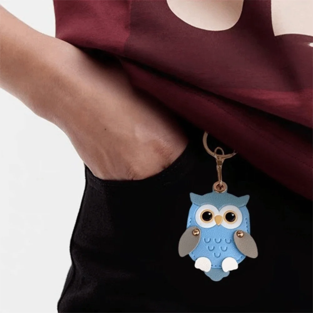Cartoon Owl Charm Cartoon Owl Keychain PU Leather High Quality Card Holder Keychain Waterproof 2 in 1 Holder