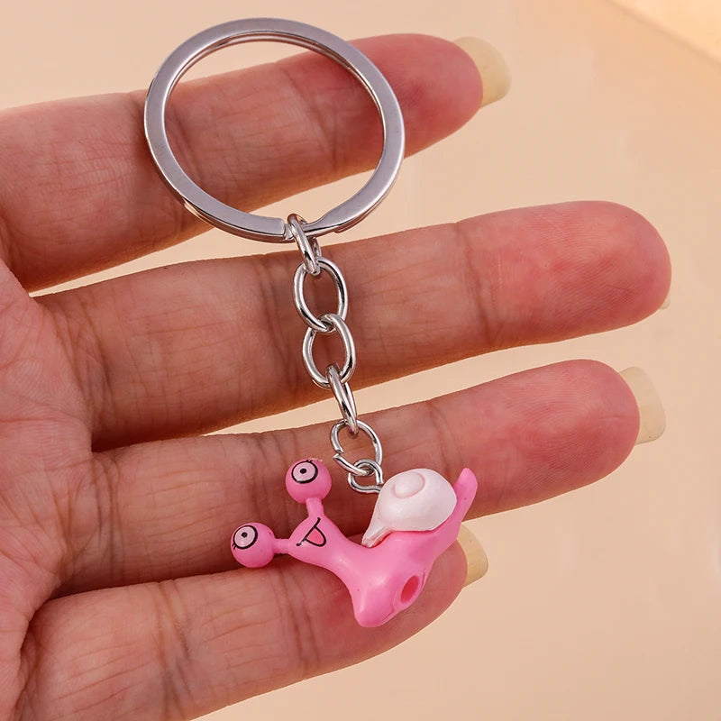 Silver-Plated Snail Charm Keychain