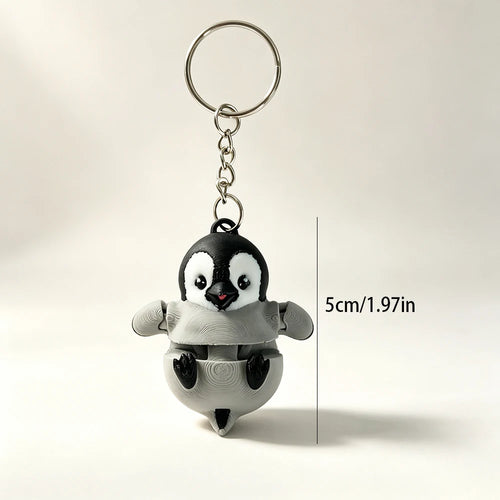 Articulated Penguin Keychain with Segmented Body