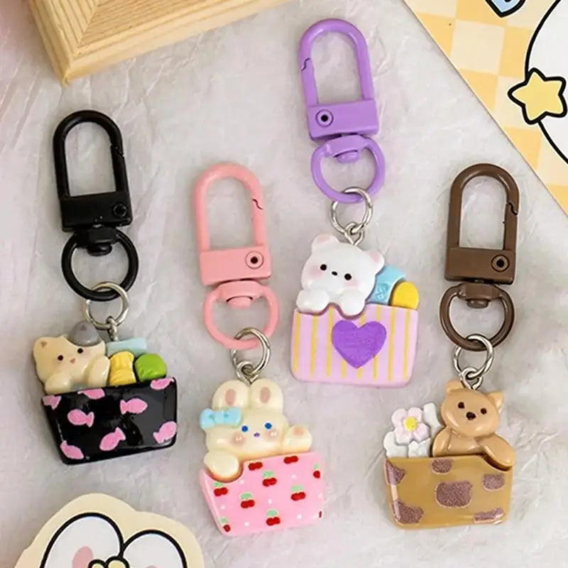 Cartoon Animal Resin Keychain with Swivel Clasp