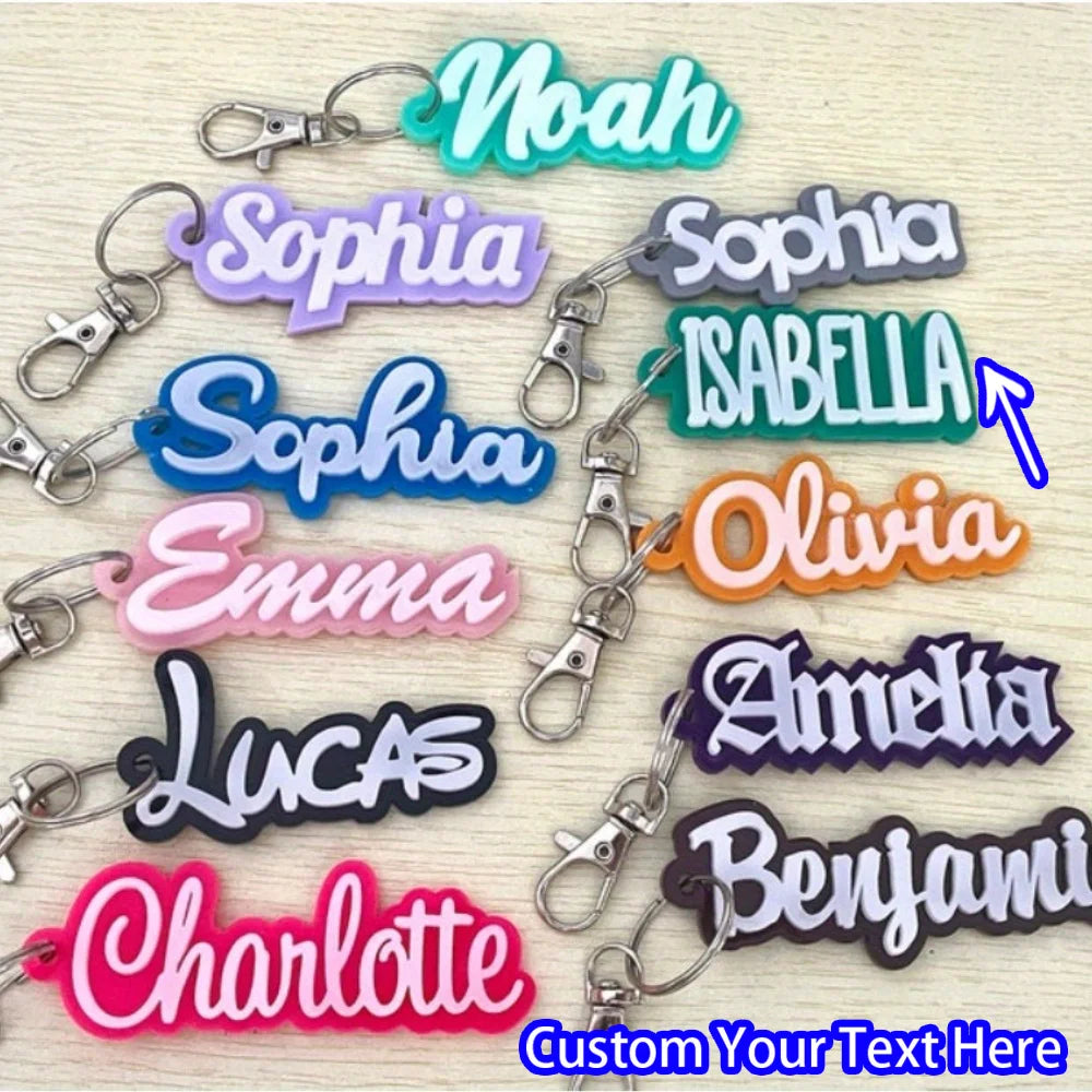 Custom Acrylic Name Keychain with Zinc Alloy Clasp