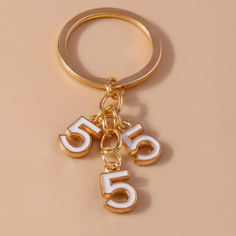 Cute Enamel Number 5 Keychain for Car Key Souvenir Gifts for Women Men Handbag Pendants Keyrings DIY Jewelry Accessories