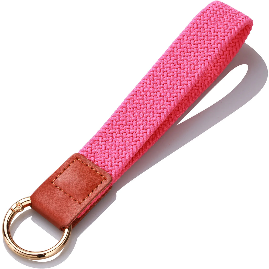 Braided Elastic Wristlet Keychain with Split Ring
