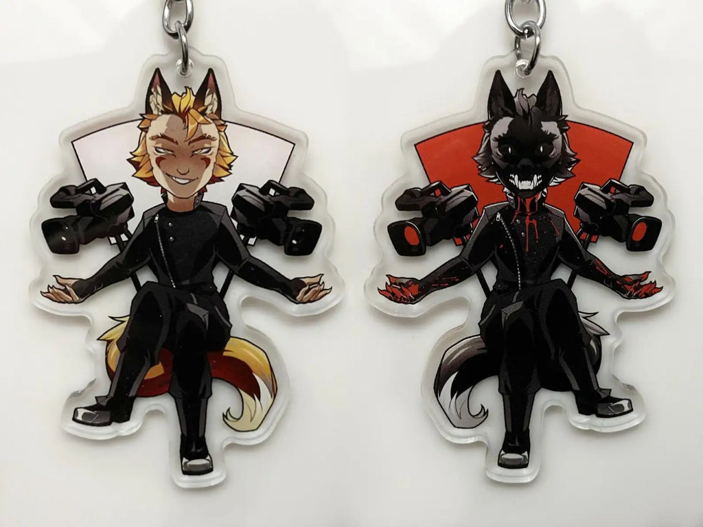 Fox Character Double-Sided Acrylic Charm Keychain