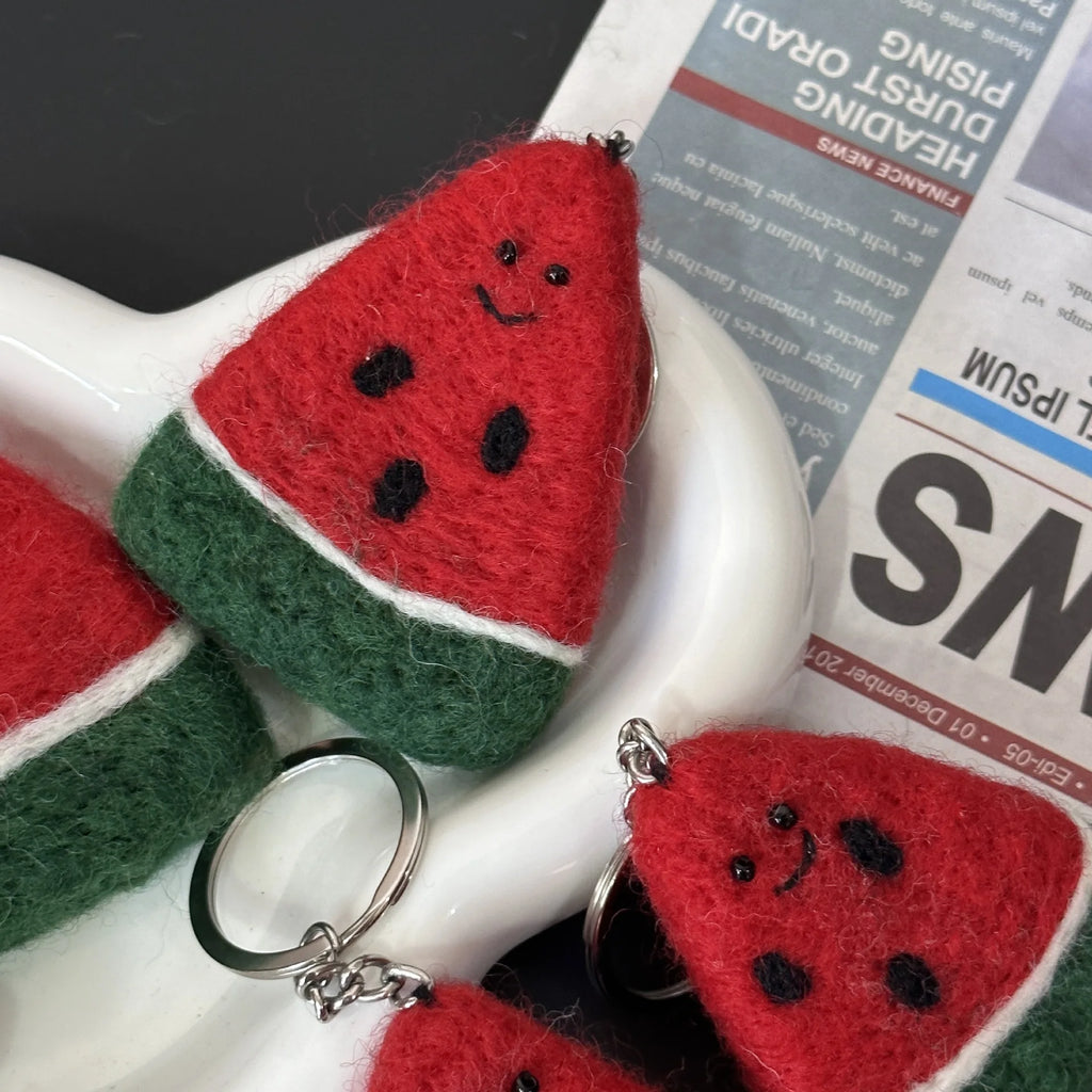 Handmade Wool Felt Watermelon Keychain