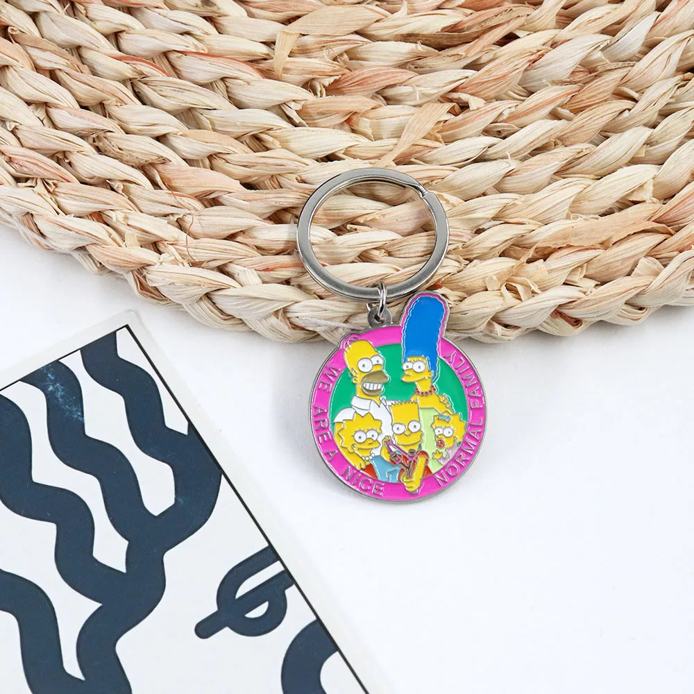 Round Cartoon Character Keychain in Zinc Alloy