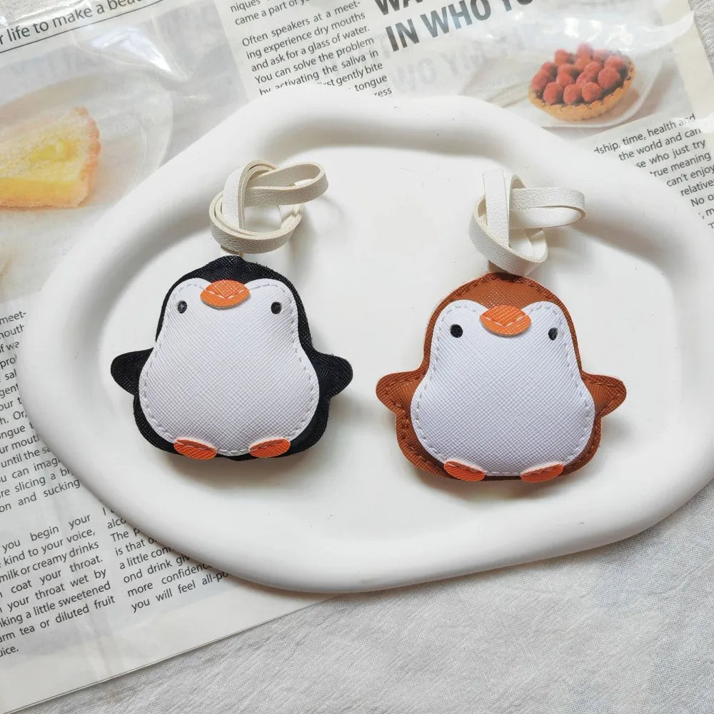 Penguin PU Leather Charm Keychain