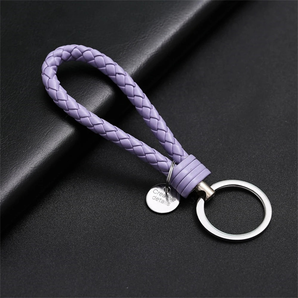 Braided PU Leather Keychain with O-Ring Buckle