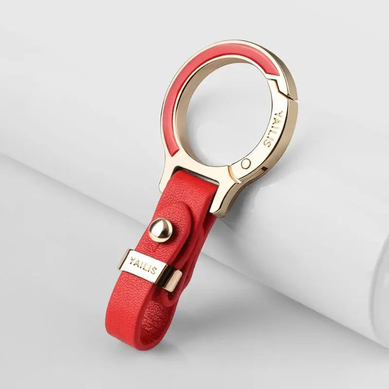 Button-Switch Keychain in Leather and Zinc Alloy