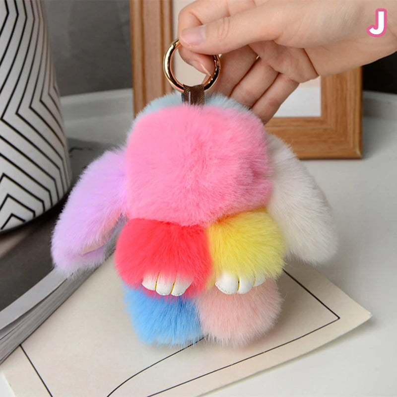 Plush Bunny Bag Charm with Gold-Tone Spring Ring