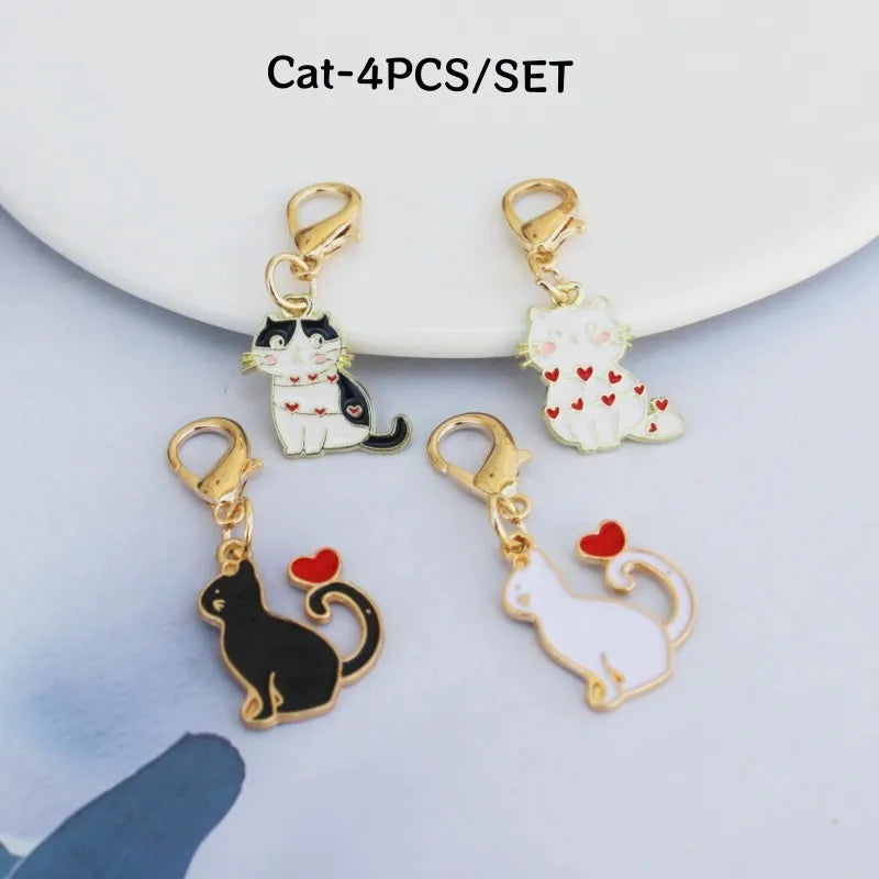 Cat Charm Keychain Set with Lobster Clasp
