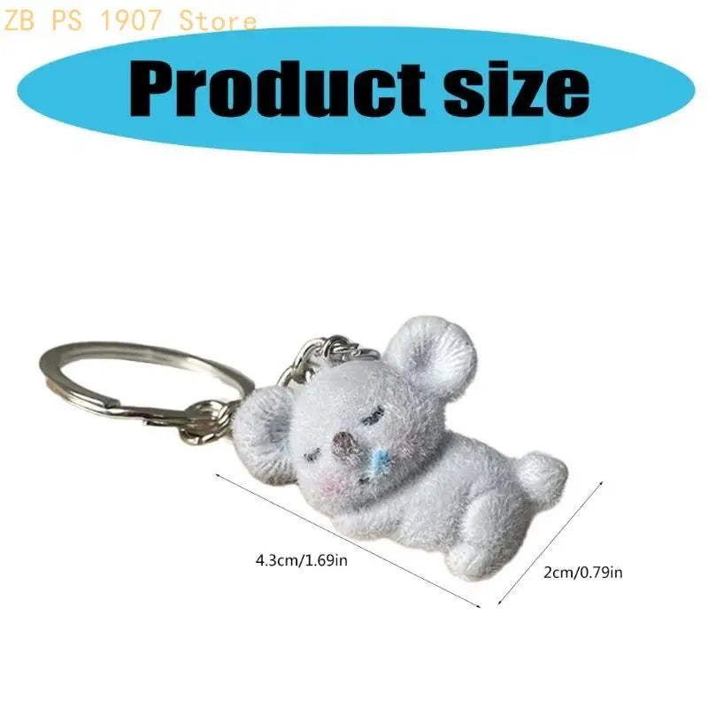 Flocked Koala Charm with Split Key Ring
