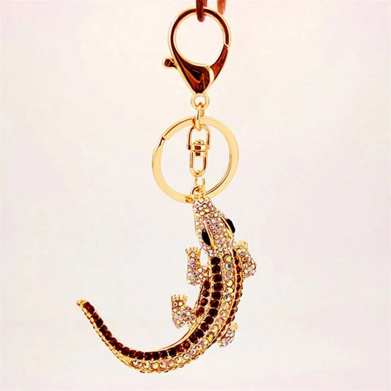 Rhinestone Lizard Keychain Charm