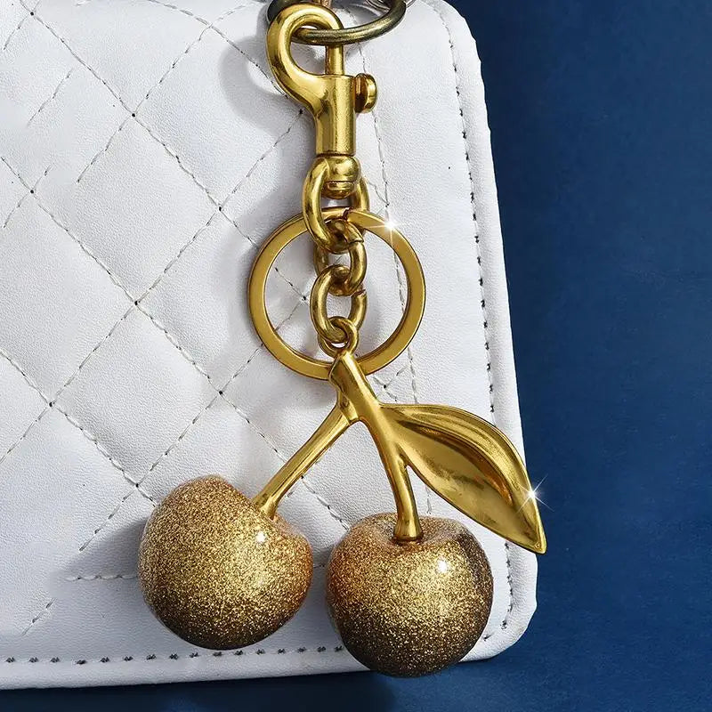 Cherry Keychain Bag Charm For Purses Cute Keyring Accessories Women Fashionable Handbag Gift