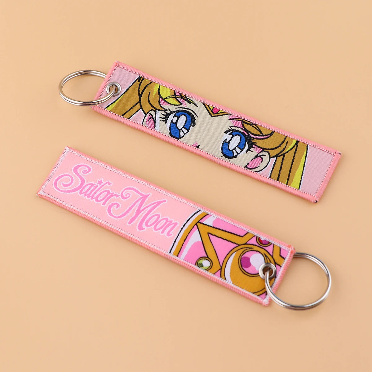 Embroidered Anime Cat Fabric Key Tag