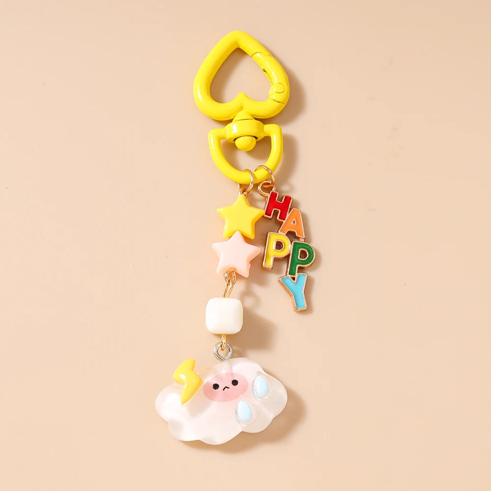 Cloud Face Keychain with O-Buckle Clasp