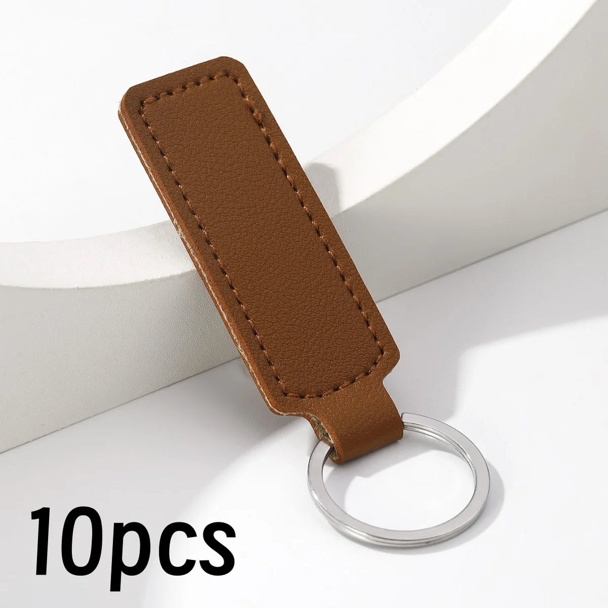 Double-Sided PU Leather Keychains, Pack of 10