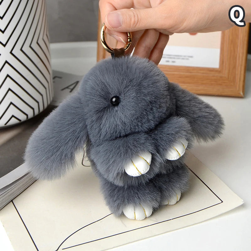 Plush Bunny Bag Charm with Gold-Tone Spring Ring