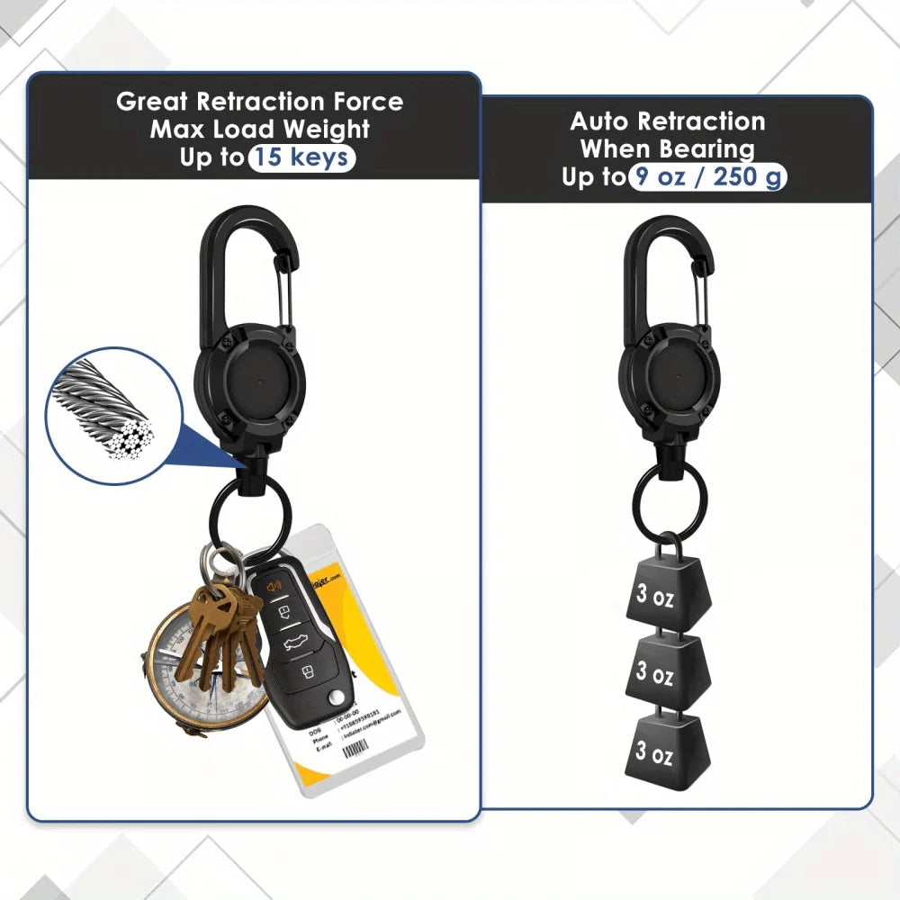 Retractable Keychain with Steel Cord