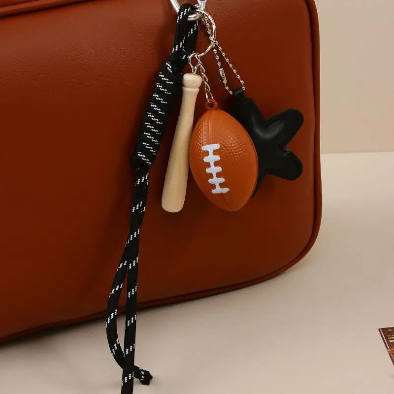 Cute Bag Pendant Keychain Mini Camera 8 Ball Braided Strap Handbag Backpack Key Decor