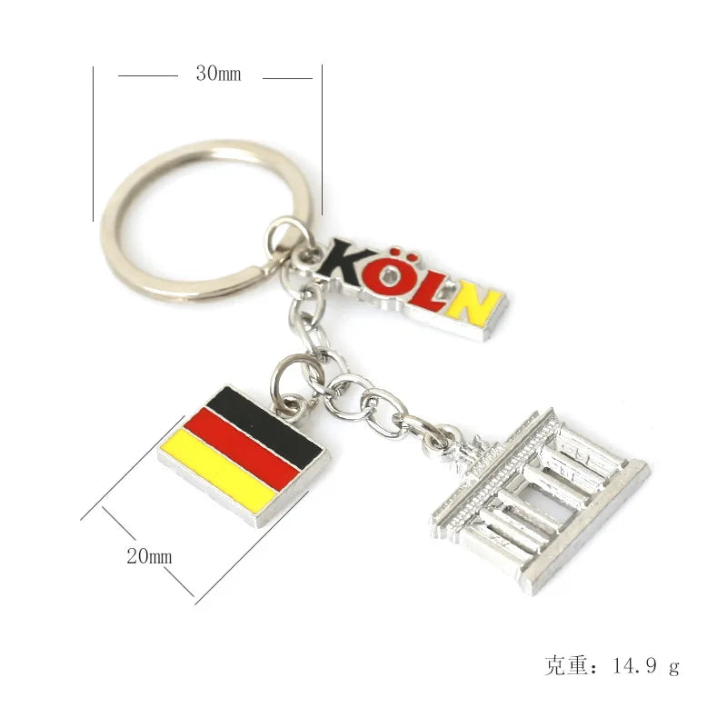 Enamel Flag Keychain Canada Germany Czech Venice UK London Building Alloy Drop Oil Pendant Travel Souvenir Car Bag Key Ring Gift