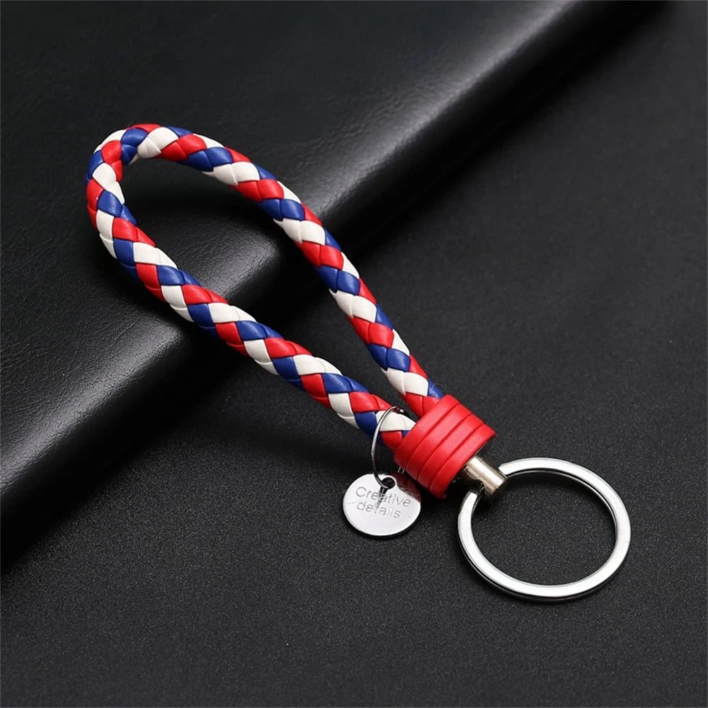 Braided PU Leather Keychain with O-Ring Buckle
