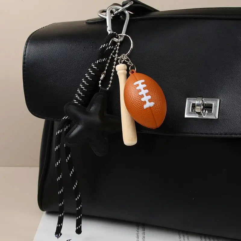 Cute Bag Pendant Keychain Mini Camera 8 Ball Braided Strap Handbag Backpack Key Decor