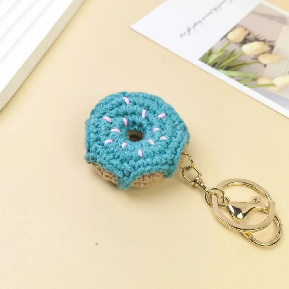 Crochet Donut Keychain with Lobster Clasp