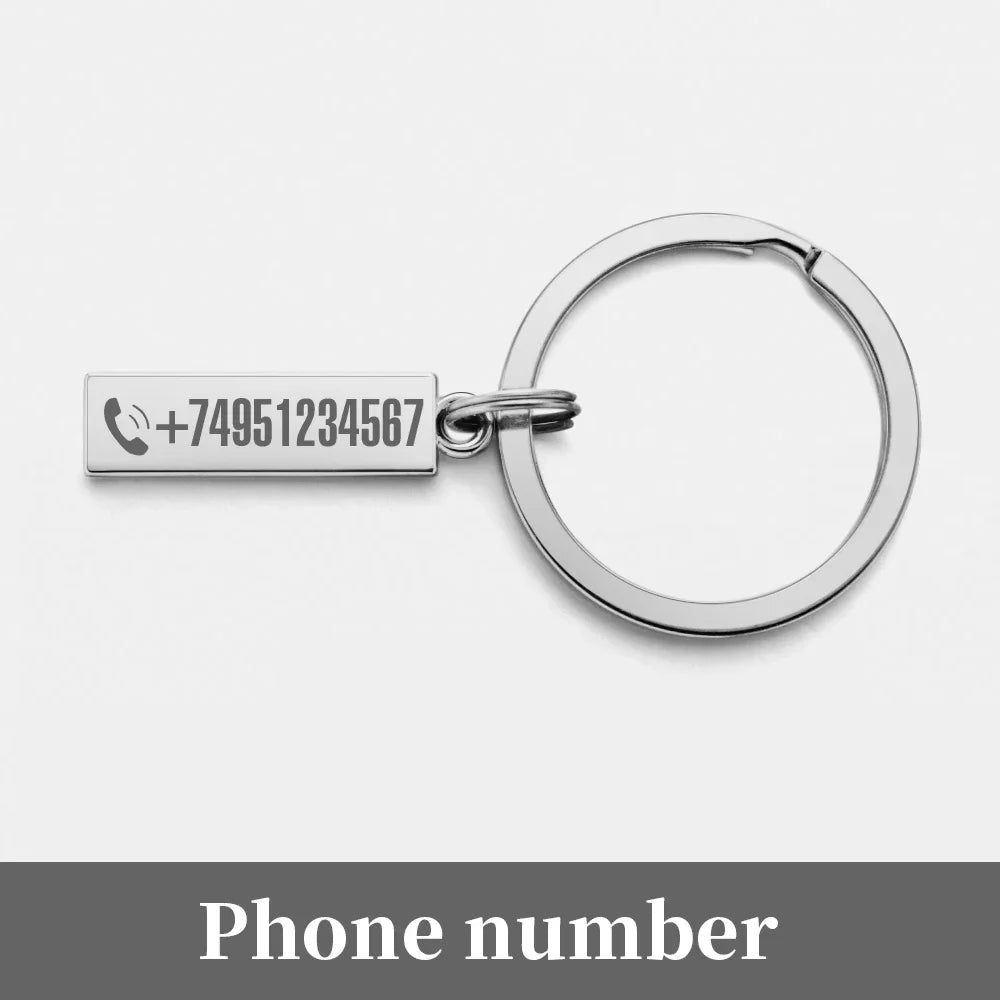 Anti-lost Keychain Small Chic Personalized Customized Keyring  for Car Name Phone Number Men Women Gift  Key Chain Holder P021