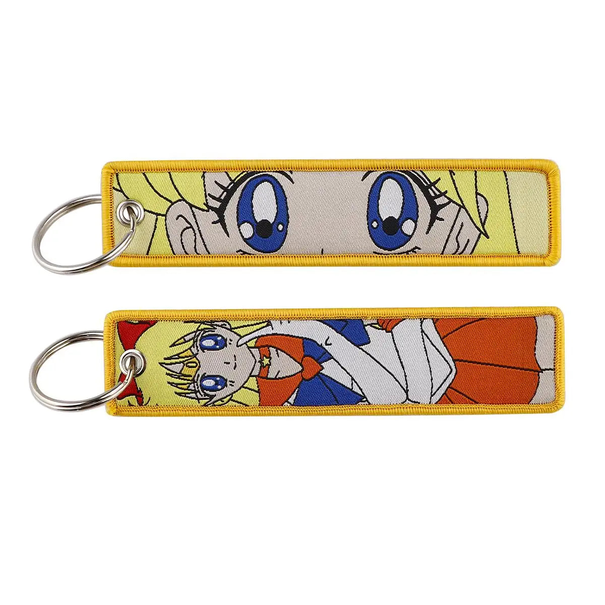 Embroidered Anime Cat Fabric Key Tag
