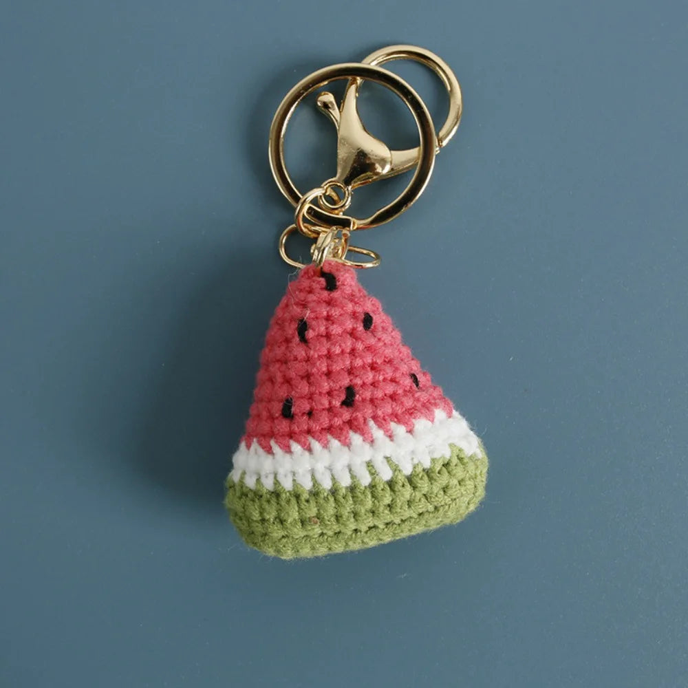 Knitted Watermelon Keychain with O-Ring Clasp