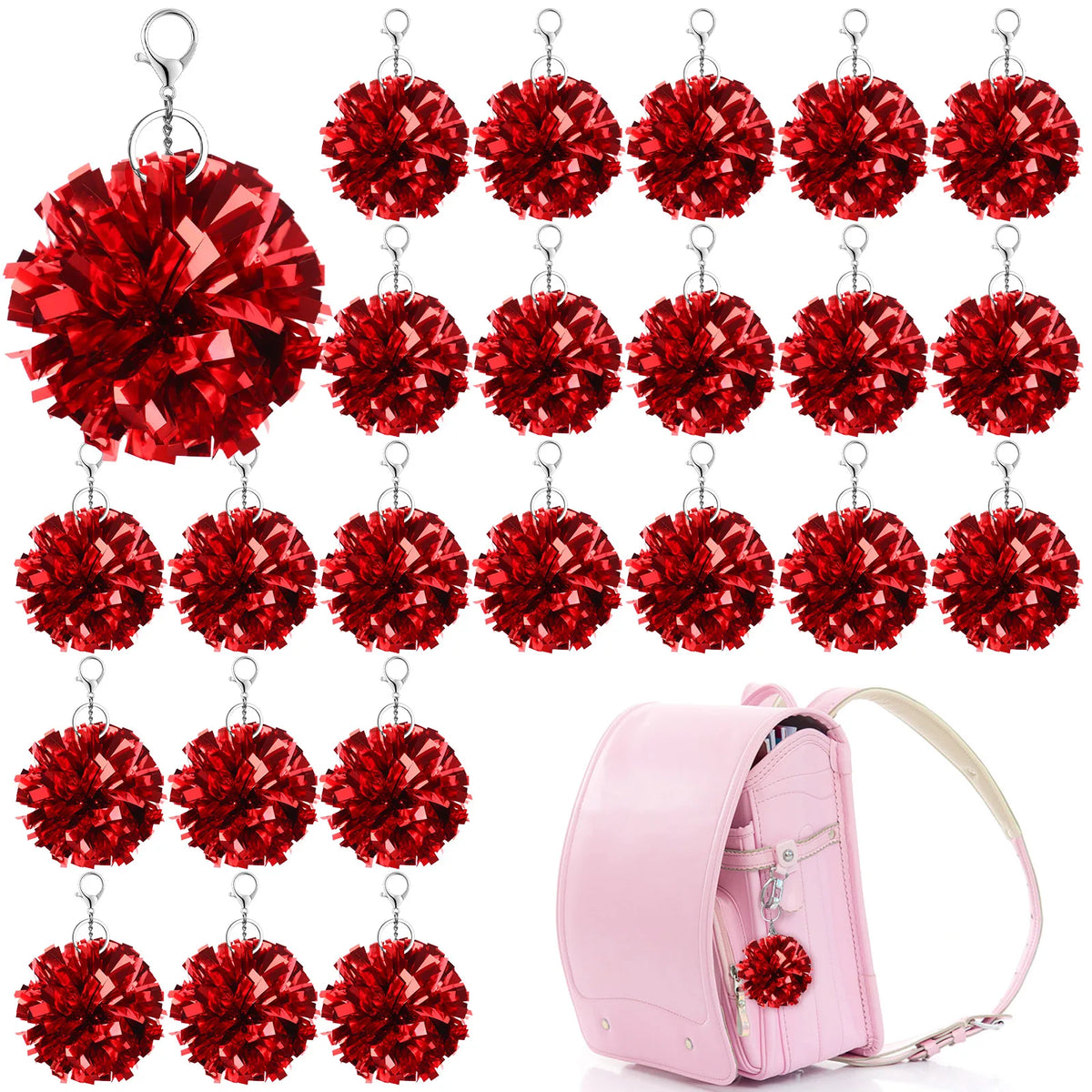 Cheerleading Pom-Pom Keychain with Lobster Clasp