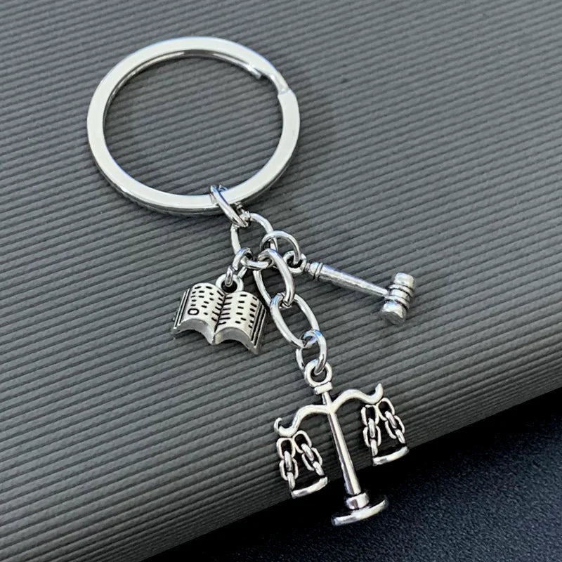 Legal Motif Keychain with Antique Silver Finish