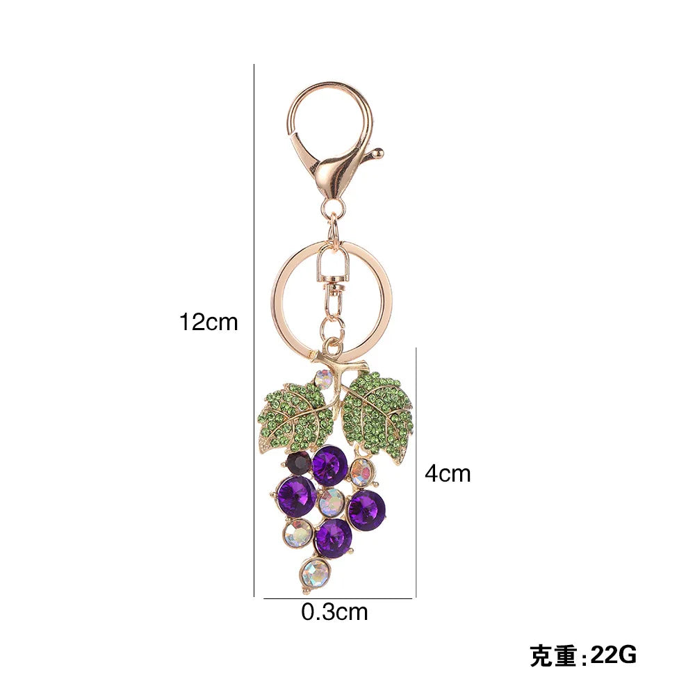 Rhinestone Grape Keychain and Bag Charm