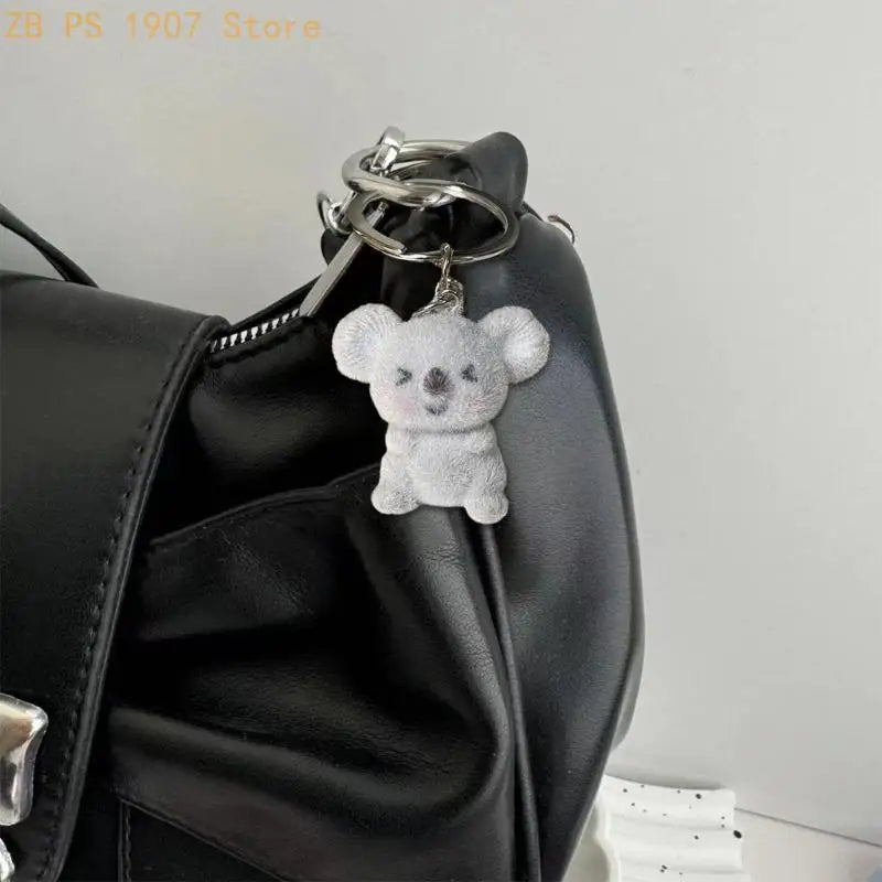 Flocked Koala Charm with Split Key Ring